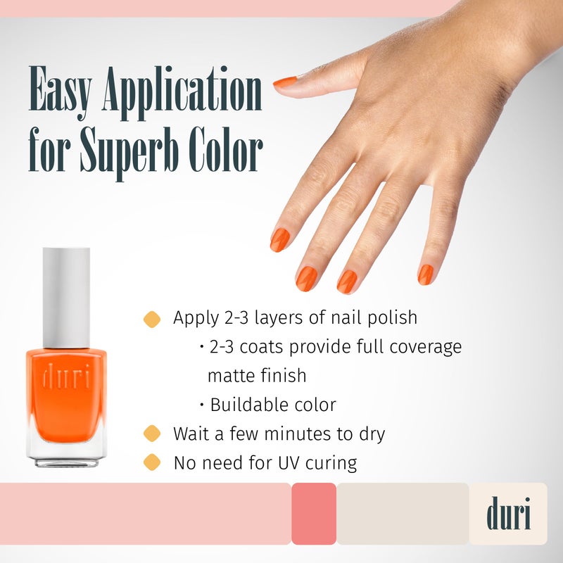 duri 647N The O.C. Orange, Neon Orange Nail Polish, Matte Finish, Quick Drying, 0.45 Fl Oz - Image 3